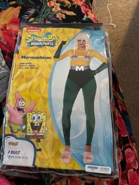 Nickelodeon SpongeBob SquarePants Mermaidman adult Costume size 8-10 no mask